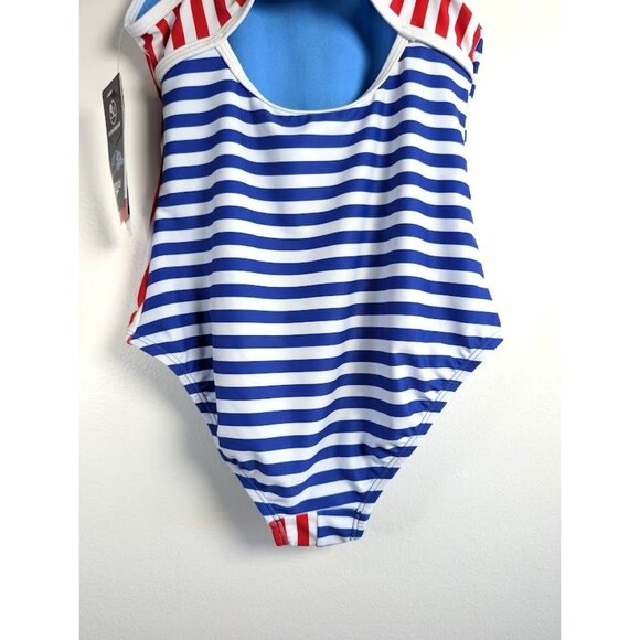 SPEEDO Swimsuit Kid Girls Size 12 One Piece Stripe Chlorine Resistant Summer NEW - Picture 6 of 8